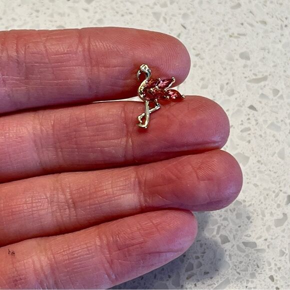 Rose Gold Flamingo Stud Earrings, Animal Earrings, - Picture 5 of 10